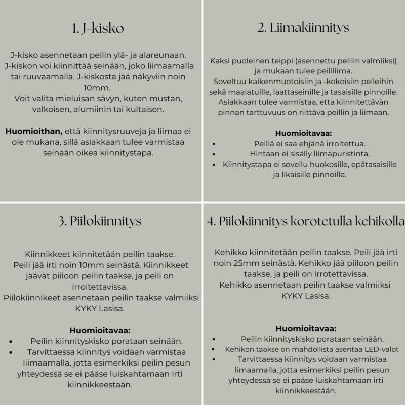 Alternative view of Suorakulmainen peili j-kiskolla